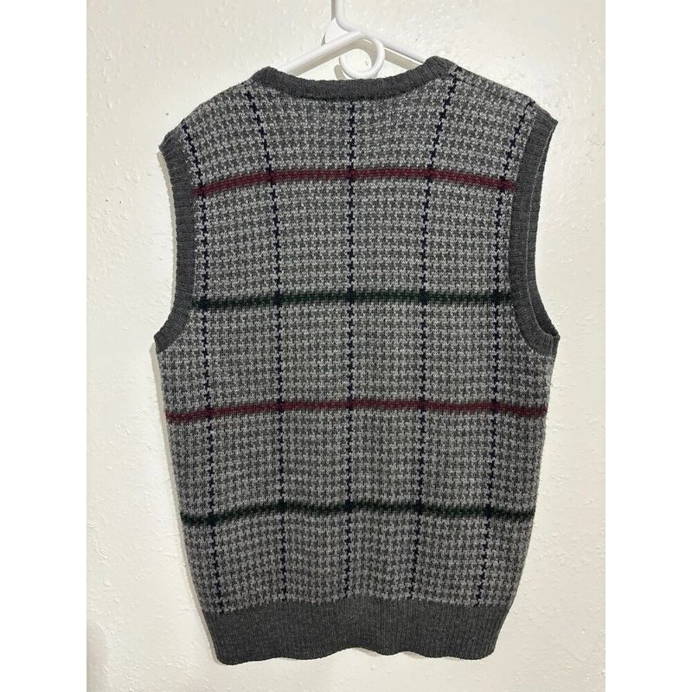 Vintage Grandpa Sweater Vest Gray Striped Men’s L - Picture 3 of 4